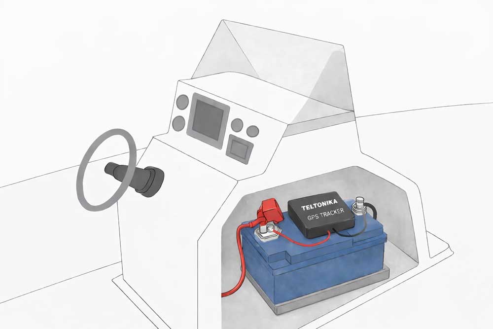 Ilustracija ugradnje GPS/GSM uređaja na akumulator vozila